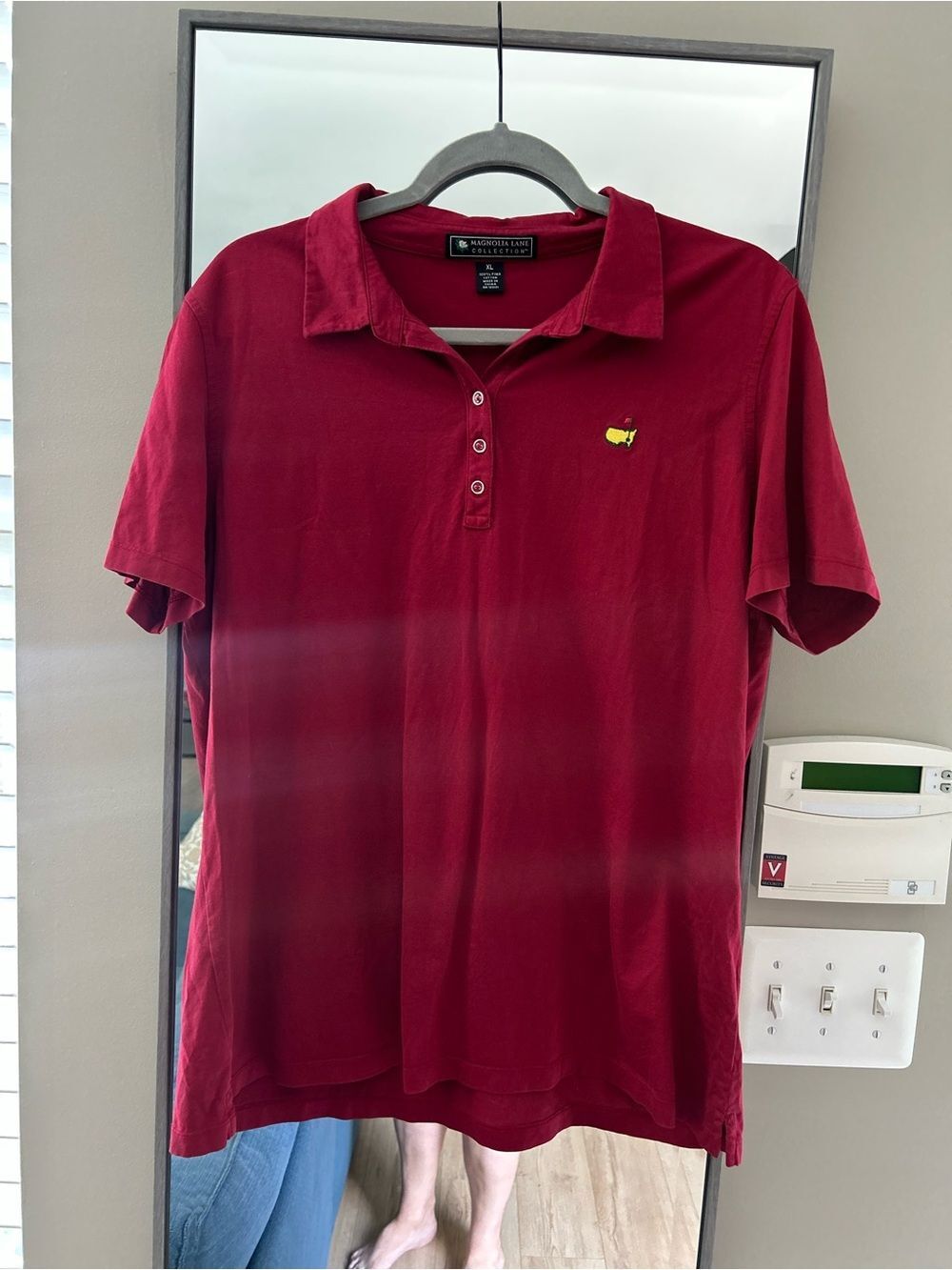 Magnolia Lane Women’s Burgundy Polo Shirt w/ Masters Logo Size XL